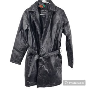 NWT Vintage Womens Genuine Leather Black Coat‎  Size Small
